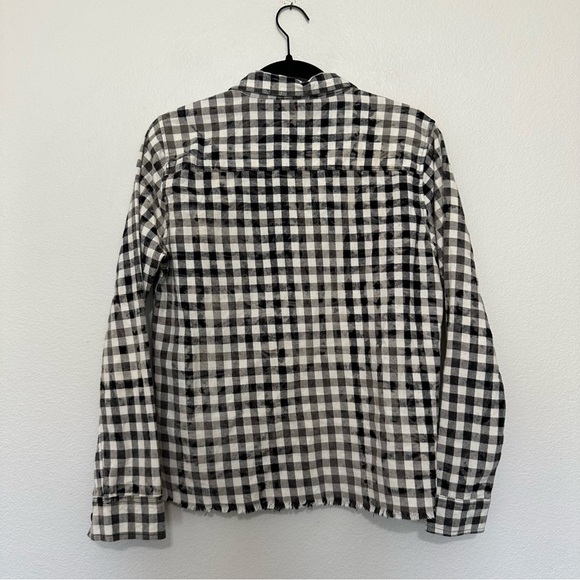Gilded intent button up Washed Flannel shirt raw hem plaid women’s size s small - Picture 4 of 4